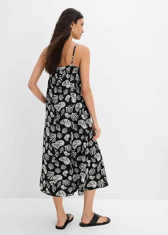 Midikleid in All-Over-Print aus Viskose-Mix in schwarz von hinten (Totalaufnahme) - bonprix