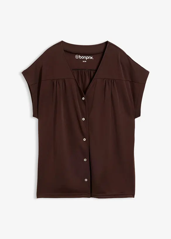 Shirtbluse aus Viskose Piqué in braun von vorne - bonprix