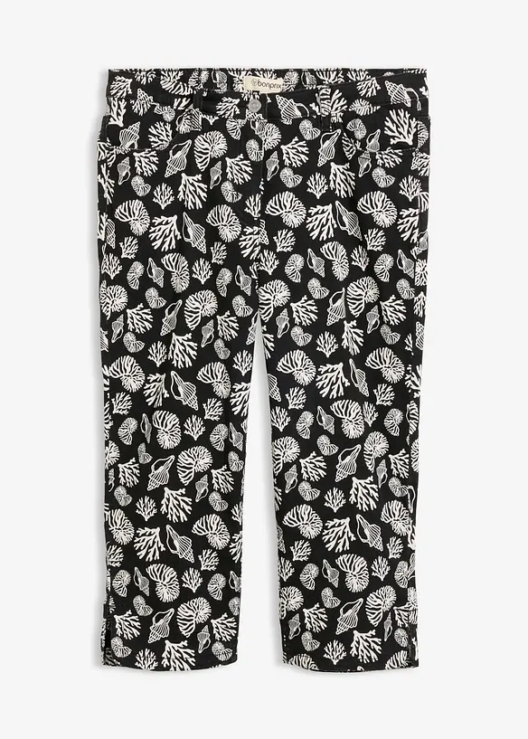Capri-Hose aus Baumwollstretch in schwarz von vorne - bonprix Capri-Hose aus Baumwollstretch in schwarz von vorne - bonprix