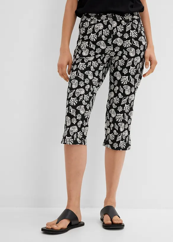 Capri-Hose aus Baumwollstretch in schwarz von vorne - bonprix Capri-Hose aus Baumwollstretch in schwarz von vorne - bonprix