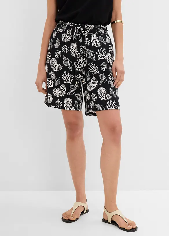 Schlupf-Shorts aus Viskose-Mix in schwarz von vorne - bonprix