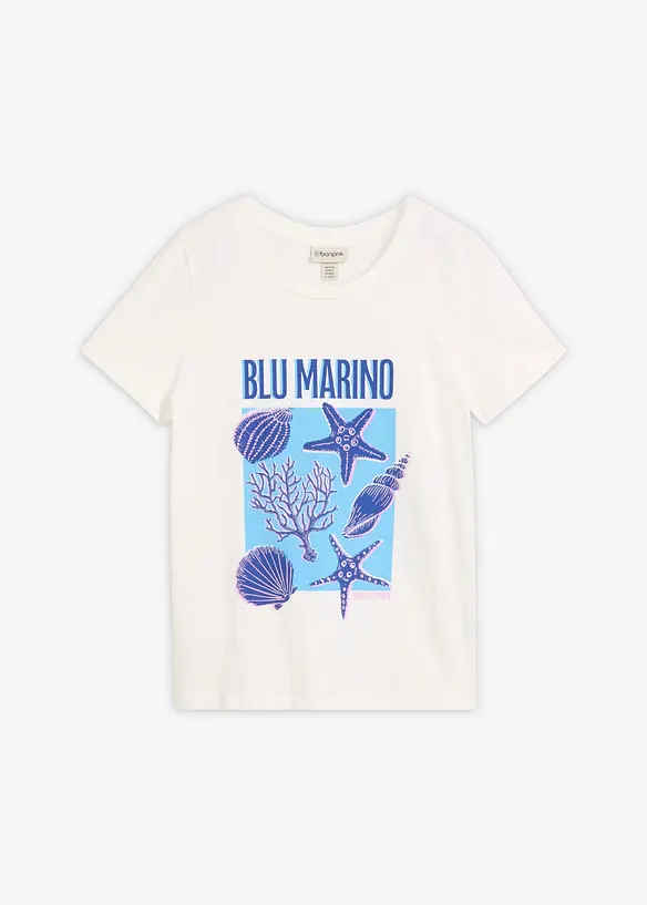T-Shirt aus reiner Bio-Baumwolle in weiß von vorne - bonprix