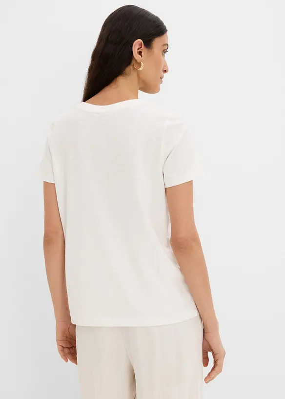 T-Shirt aus reiner Bio-Baumwolle in weiß von hinten (im Anschnitt) - bonprix