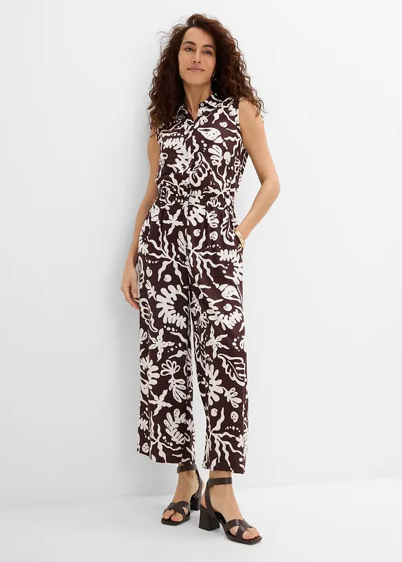 Jumpsuit aus softer Viskose in braun von vorne (Totalaufnahme) - bonprix Jumpsuit aus softer Viskose in braun von vorne (Totalaufnahme) - bonprix