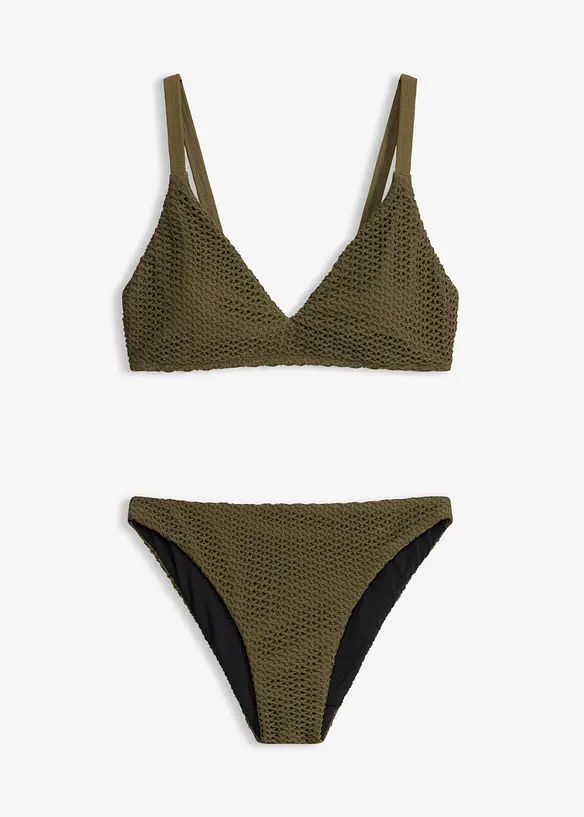 Bustier-Bikini in Häkeloptik (2-tlg.Set) in grün von vorne - bonprix