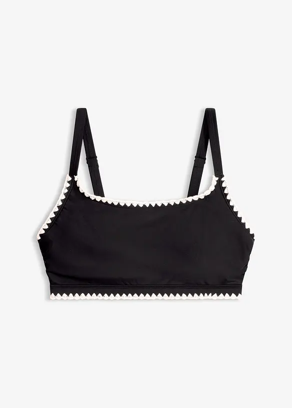 Bustier-Bikinioberteil mit Häkelkante in schwarz von vorne - bonprix Bustier-Bikinioberteil mit Häkelkante in schwarz von vorne - bonprix