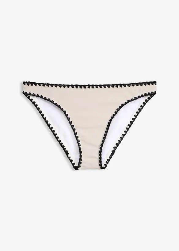 Knappe Bikinihose mit Stickerei in weiß von vorne - bonprix