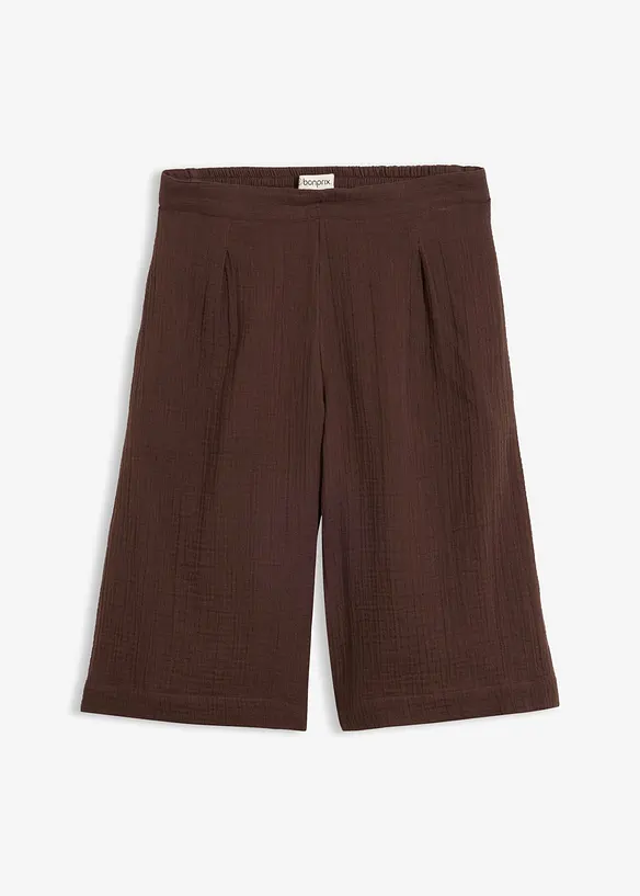 Musselin-Bermuda aus reiner Baumwolle in braun von vorne - bonprix Musselin-Bermuda aus reiner Baumwolle in braun von vorne - bonprix