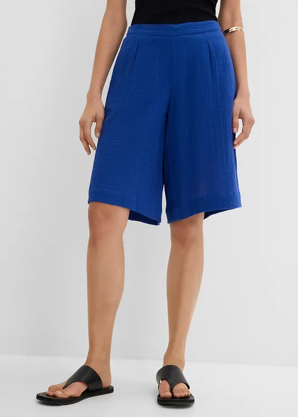 Musselin-Bermuda aus reiner Baumwolle in blau von vorne - bonprix Musselin-Bermuda aus reiner Baumwolle in blau von vorne - bonprix