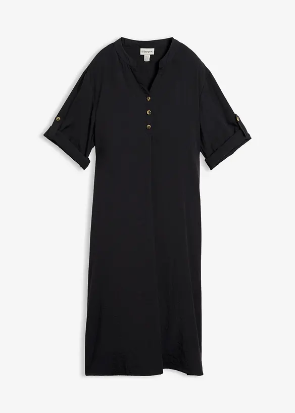 Midikleid aus Viskose-Mix in schwarz von vorne - bonprix Midikleid aus Viskose-Mix in schwarz von vorne - bonprix
