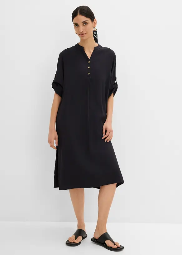 Midikleid aus Viskose-Mix in schwarz von vorne (Totalaufnahme) - bonprix Midikleid aus Viskose-Mix in schwarz von vorne (Totalaufnahme) - bonprix