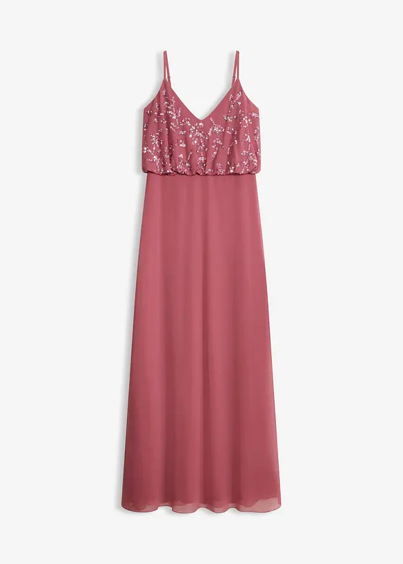 Abendkleid mit Paillettenstickerei in pink von vorne - bonprix