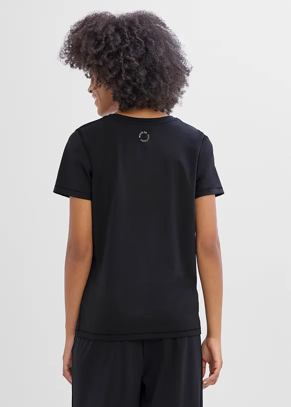Sport-Top mit Raffung aus schwerem Interlock, schnelltrocknend in schwarz von hinten (im Anschnitt) - bonprix Sport-Top mit Raffung aus schwerem Interlock, schnelltrocknend in schwarz von hinten (im Anschnitt) - bonprix