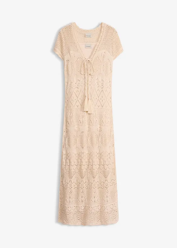 Strickkleid mit Ajour-Muster in beige von vorne - bonprix Strickkleid mit Ajour-Muster in beige von vorne - bonprix