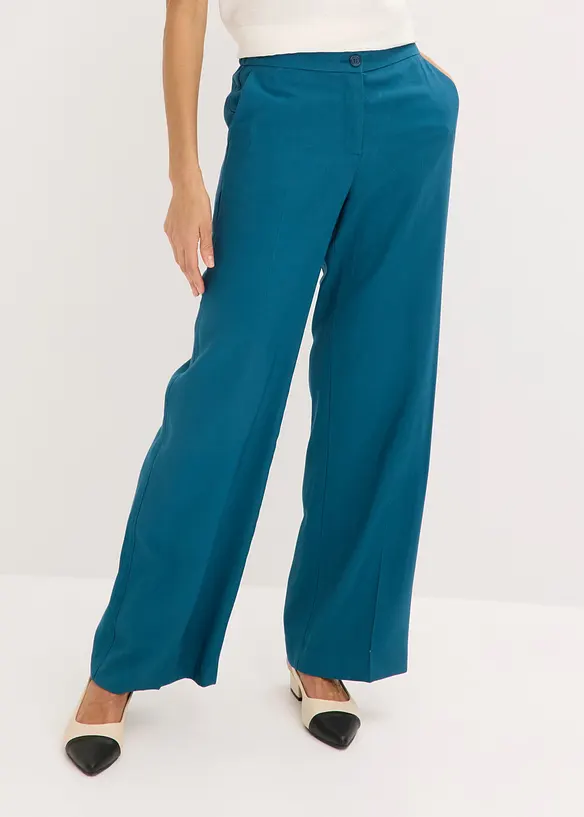 Leichte Marlenehose mit Viskose in petrol von vorne - bonprix