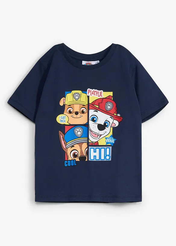 Paw Patrol T-Shirt aus reiner Baumwolle in blau von vorne - PAW PATROL