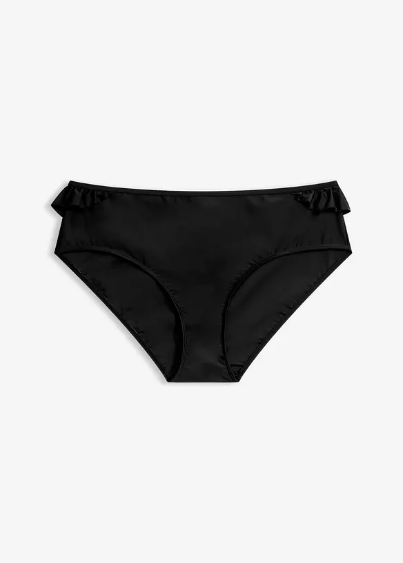 Highwaist-Bikinihose mit Rüschen schnell trocknend in schwarz von vorne - bonprix