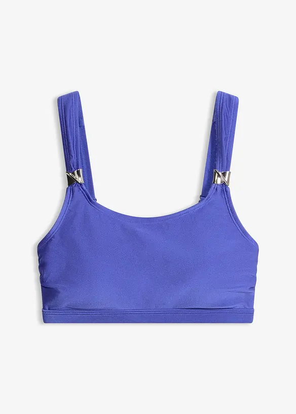 Bustier-Bikinioberteil aus glänzendem Material in blau von vorne - bonprix