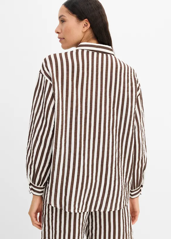 Musselin-Hemdbluse aus reiner Baumwolle in braun von hinten (im Anschnitt) - bonprix Musselin-Hemdbluse aus reiner Baumwolle in braun von hinten (im Anschnitt) - bonprix
