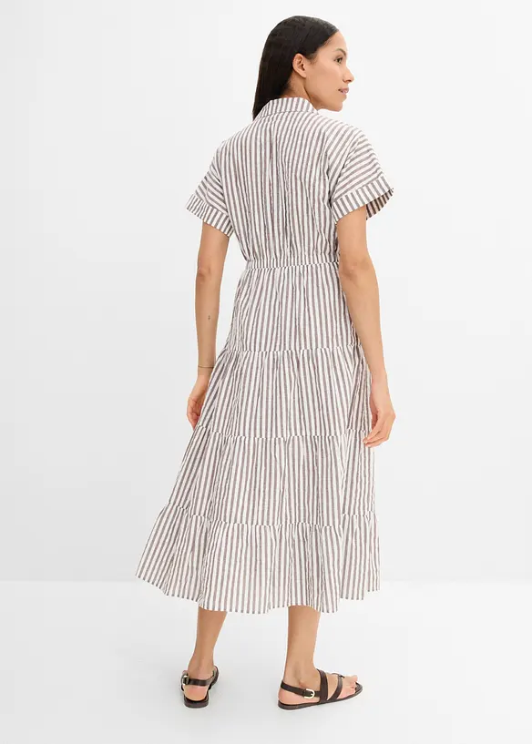 Wickelkleid aus reiner Baumwolle in braun von hinten (Totalaufnahme) - bonprix