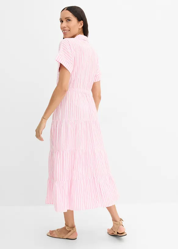 Wickelkleid aus reiner Baumwolle in rosa von hinten (Totalaufnahme) - bonprix