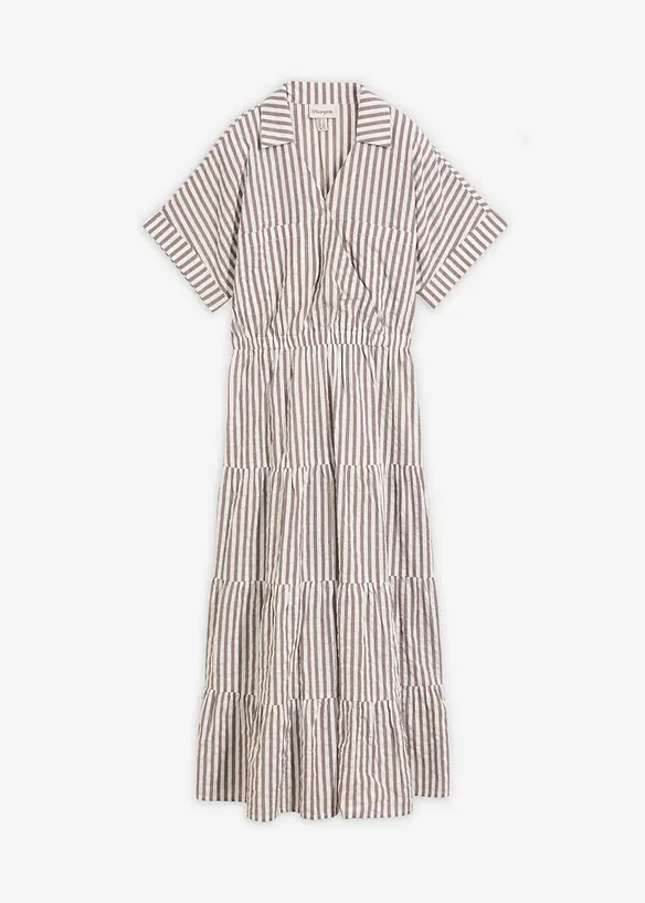 Wickelkleid aus reiner Baumwolle in braun von vorne - bonprix