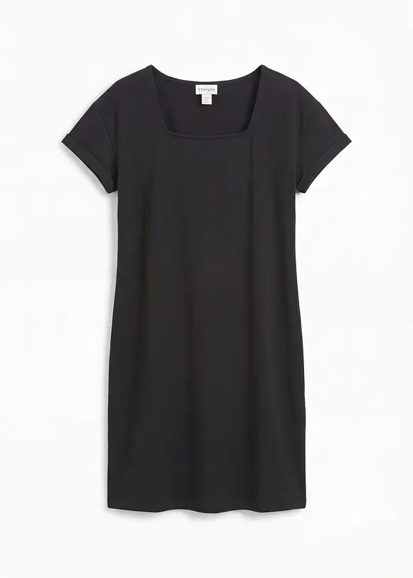 Shirtkleid mit reiner Bio-Baumwolle in schwarz von vorne - bonprix Shirtkleid mit reiner Bio-Baumwolle in schwarz von vorne - bonprix