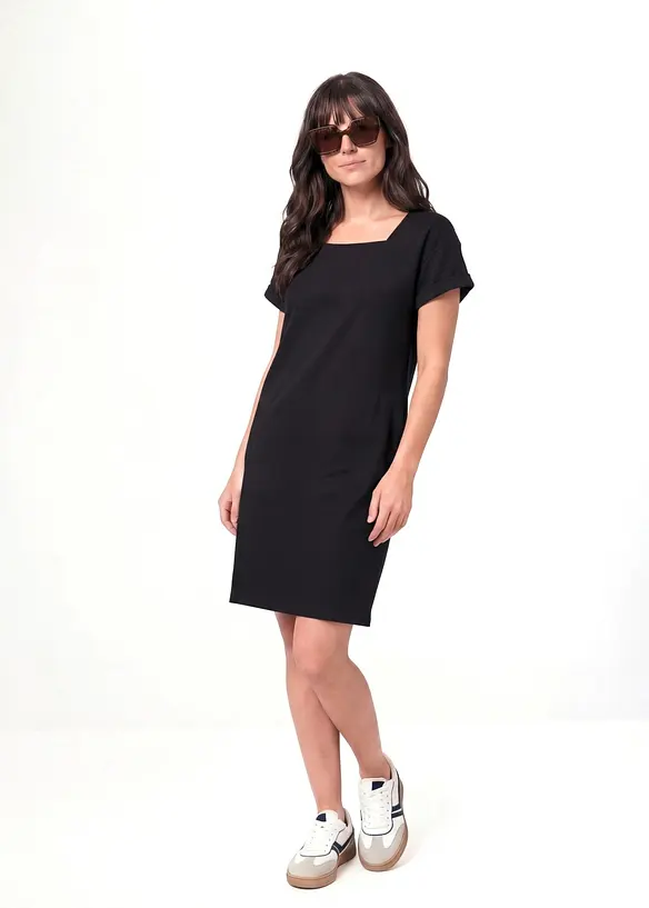Shirtkleid mit reiner Bio-Baumwolle in schwarz von vorne (Totalaufnahme) - bonprix Shirtkleid mit reiner Bio-Baumwolle in schwarz von vorne (Totalaufnahme) - bonprix
