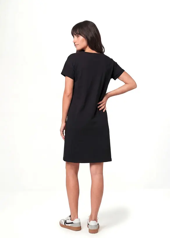 Shirtkleid mit reiner Bio-Baumwolle in schwarz von hinten (Totalaufnahme) - bonprix Shirtkleid mit reiner Bio-Baumwolle in schwarz von hinten (Totalaufnahme) - bonprix