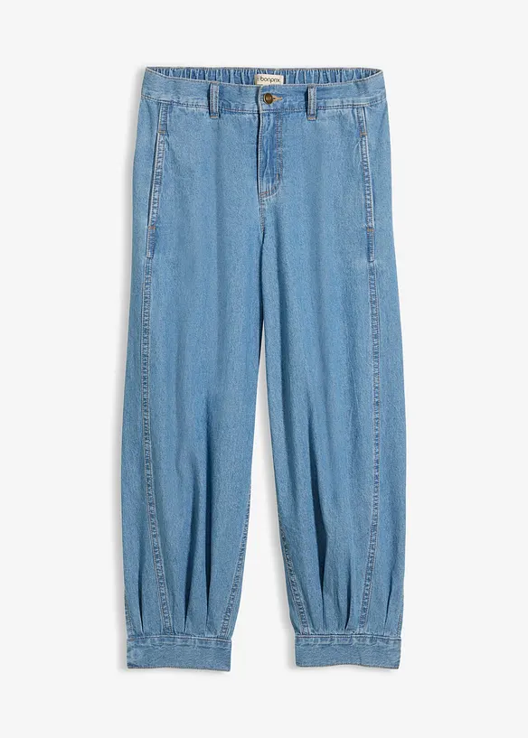 Leichte Balloon-Jeans Mid Waist, Bequembund in blau von vorne - bonprix