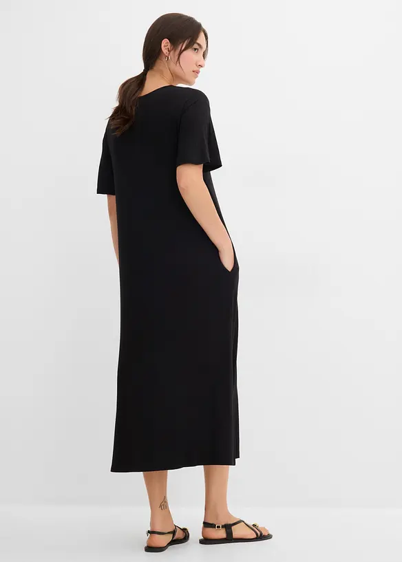 Jerseykleid aus fließendem Viskose-Mix in schwarz von hinten (Totalaufnahme) - bonprix Jerseykleid aus fließendem Viskose-Mix in schwarz von hinten (Totalaufnahme) - bonprix