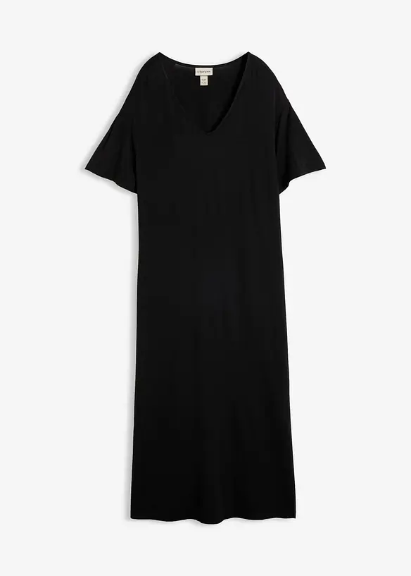 Jerseykleid aus fließendem Viskose-Mix in schwarz von vorne - bonprix Jerseykleid aus fließendem Viskose-Mix in schwarz von vorne - bonprix