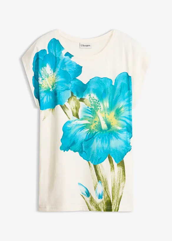 Shirt aus reiner Bio-Baumwolle in weiß von vorne - bonprix