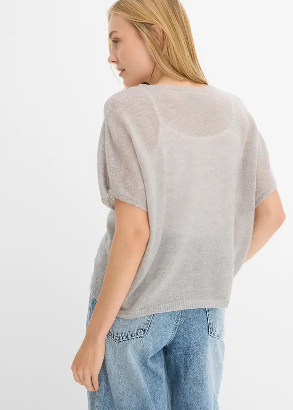 Oversize Feinstrick-Cardigan in grau von hinten (im Anschnitt) - bonprix
