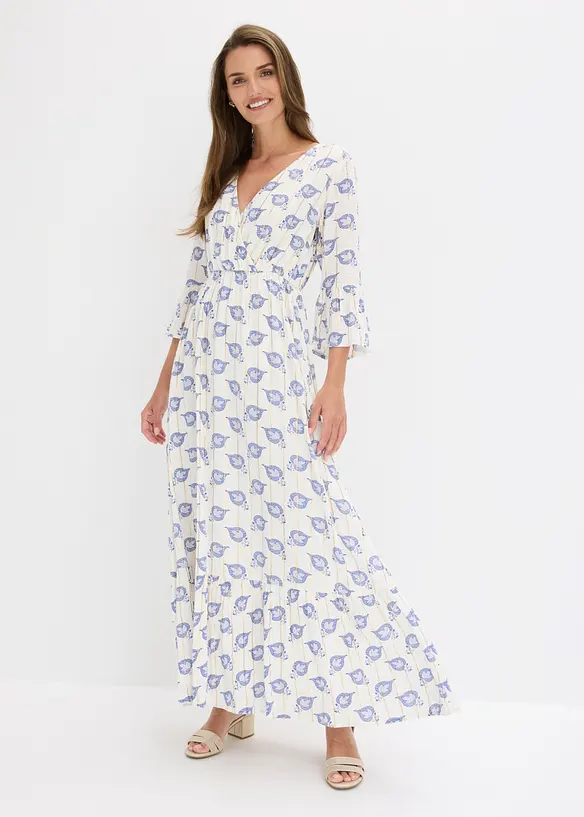 Maxikleid aus fließendem Viskose-Mix in weiß von vorne (Totalaufnahme) - bonprix Maxikleid aus fließendem Viskose-Mix in weiß von vorne (Totalaufnahme) - bonprix
