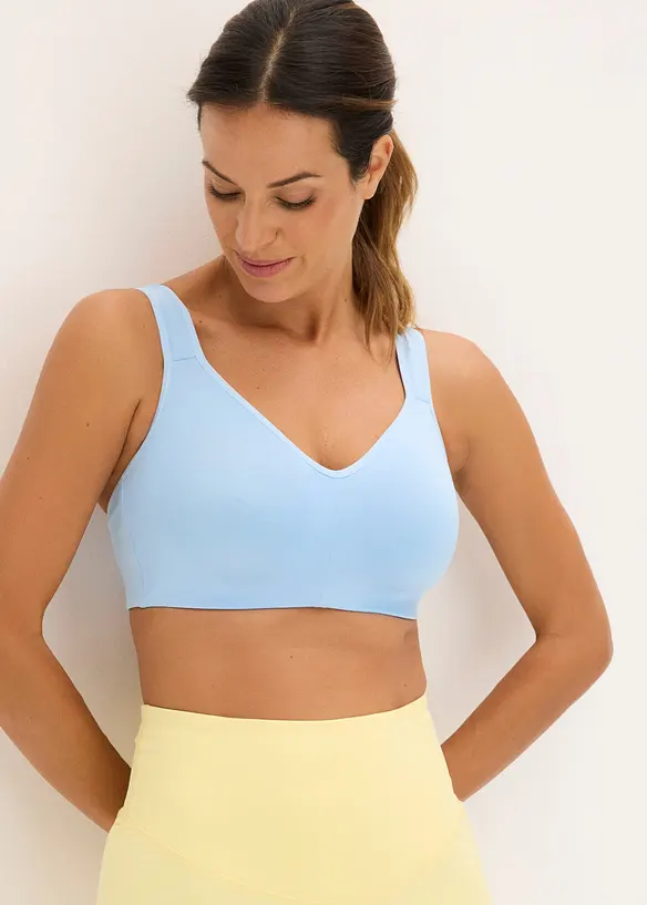 Sport BH mit mittlerem Halt in blau von vorne (im Anschnitt) - bonprix