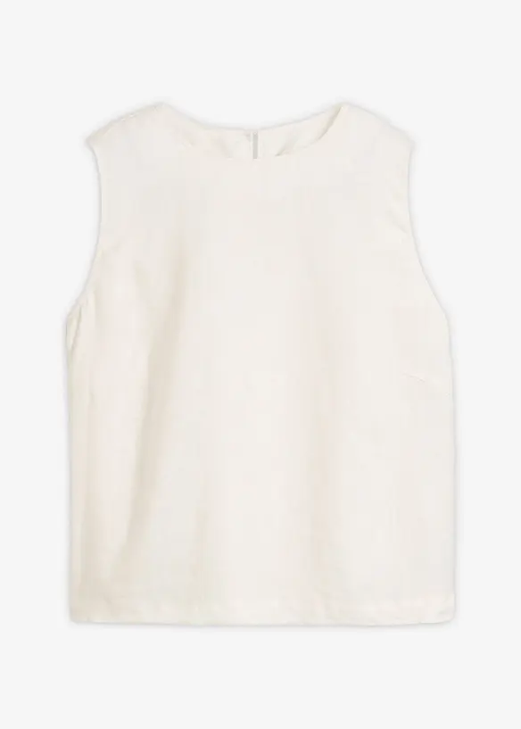 Kurzes Top aus reinem Leinen in weiß von vorne - bonprix Kurzes Top aus reinem Leinen in weiß von vorne - bonprix