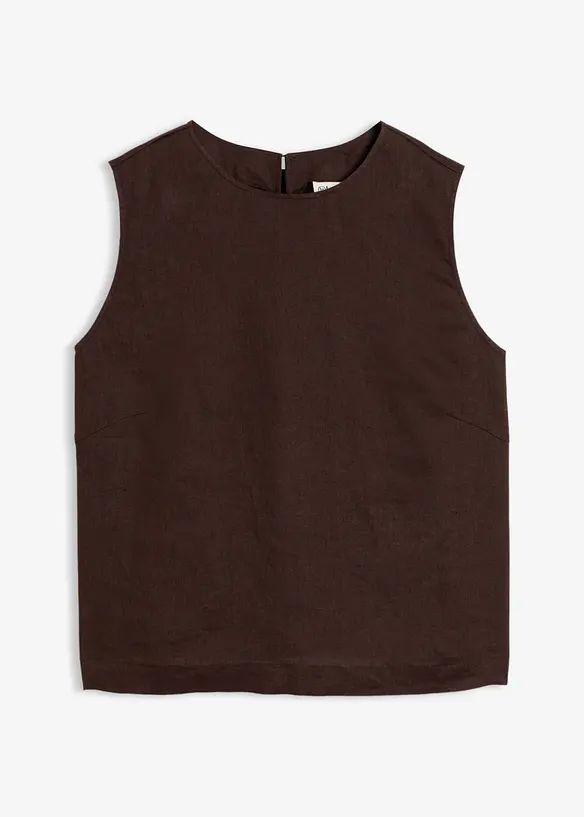 Kurzes Top aus reinem Leinen in braun von vorne - bonprix Kurzes Top aus reinem Leinen in braun von vorne - bonprix