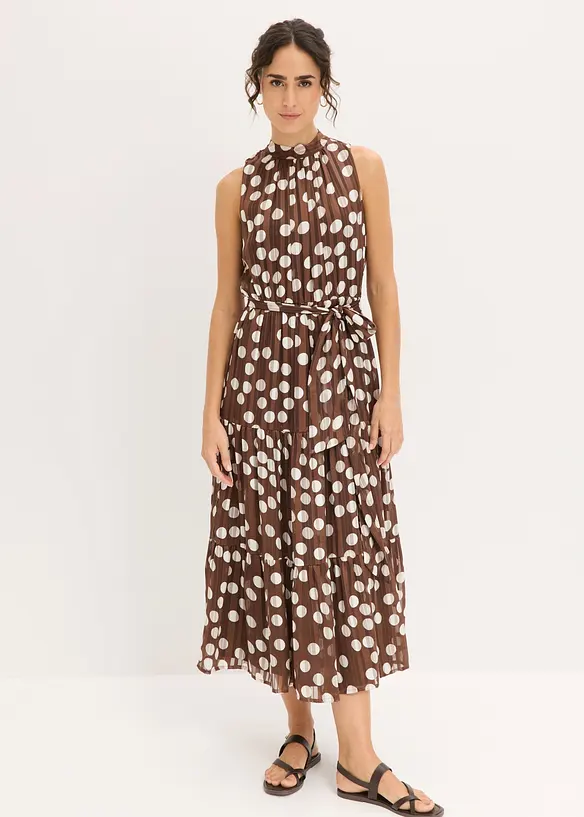 Chiffonkleid mit Glitzer in braun von vorne (Totalaufnahme) - bonprix Chiffonkleid mit Glitzer in braun von vorne (Totalaufnahme) - bonprix