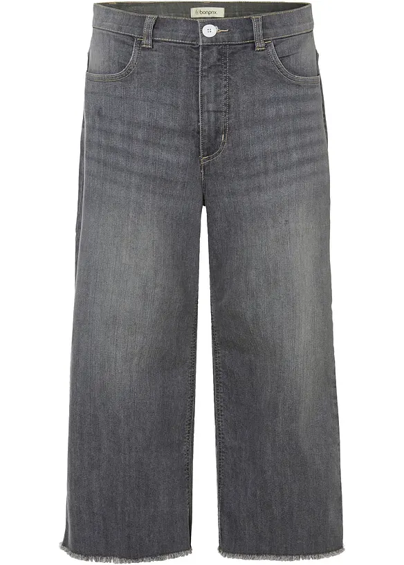 7/8-Jeans, Wide Fit in grau von vorne - bonprix