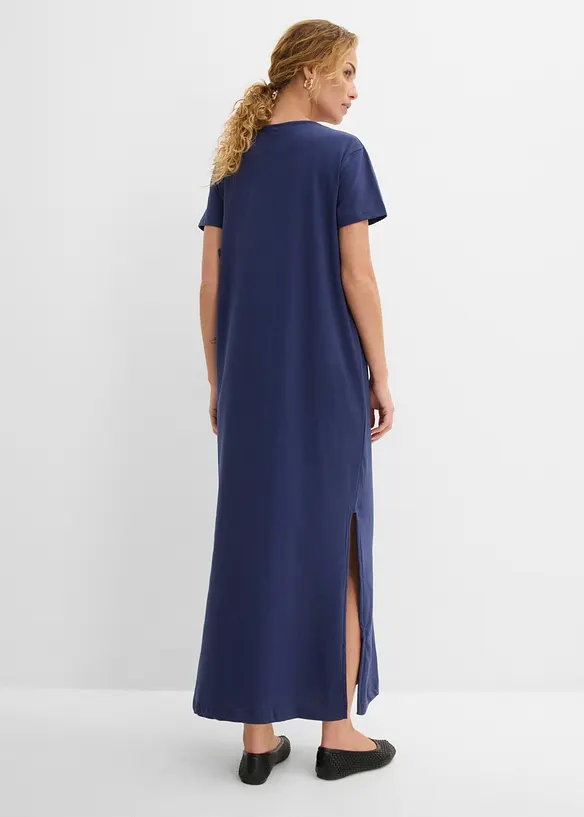 Maxikleid aus reiner Baumwolle in blau von hinten (Totalaufnahme) - bonprix Maxikleid aus reiner Baumwolle in blau von hinten (Totalaufnahme) - bonprix