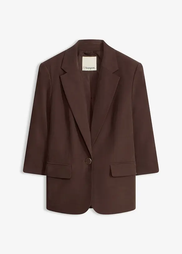 Lockerer 3/4-Arm-Blazer aus Viskose in braun von vorne - bonprix