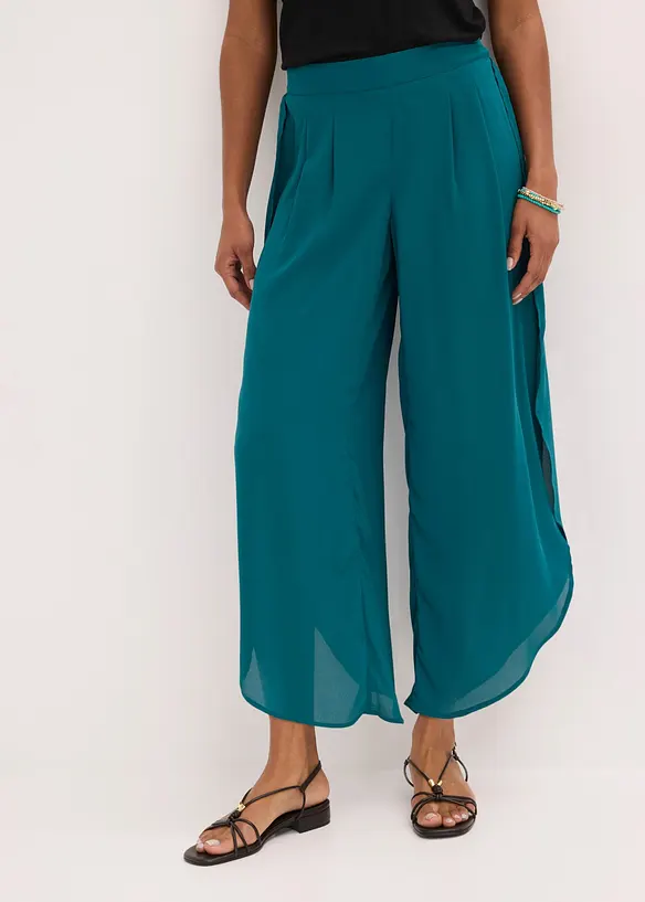 Palazzo-Hose mit Schlitz in petrol von vorne - bonprix Palazzo-Hose mit Schlitz in petrol von vorne - bonprix