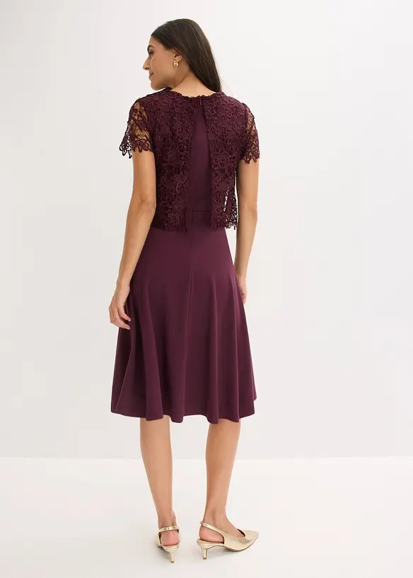 Midikleid mit Spitze in rot von hinten (Totalaufnahme) - bonprix Midikleid mit Spitze in rot von hinten (Totalaufnahme) - bonprix