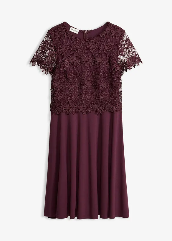 Midikleid mit Spitze in rot von vorne - bonprix Midikleid mit Spitze in rot von vorne - bonprix