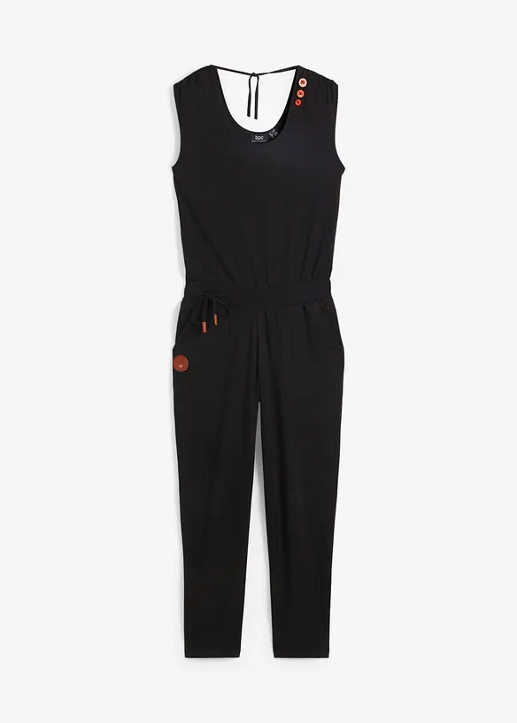 Jersey-Overall aus Baumwoll-Mix in schwarz von vorne - bonprix Jersey-Overall aus Baumwoll-Mix in schwarz von vorne - bonprix