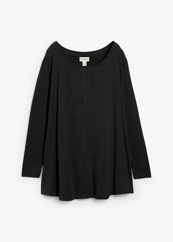 Langarmshirt aus Baumwoll-Viskose-Mix in schwarz von vorne - bonprix Langarmshirt aus Baumwoll-Viskose-Mix in schwarz von vorne - bonprix