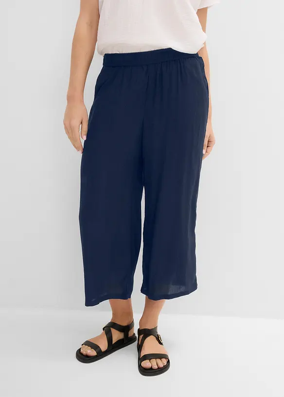 3/4-Hose aus fließender Viskose in blau von vorne - bonprix 3/4-Hose aus fließender Viskose in blau von vorne - bonprix