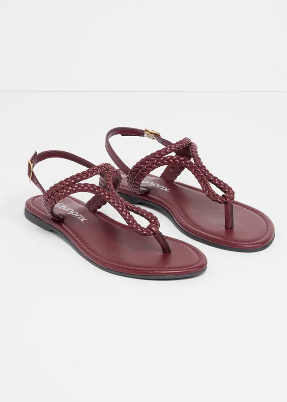 Zehenstegsandalen in Flecht-Optik in rot - bonprix