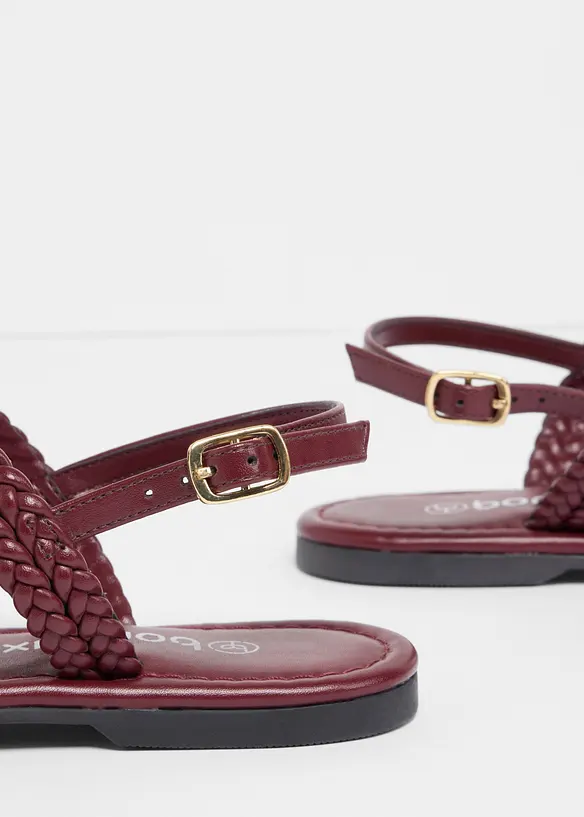 Zehenstegsandalen in Flecht-Optik in rot - bonprix
